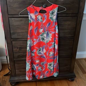 Lulu’s size small red dress with green and blue floral pattern